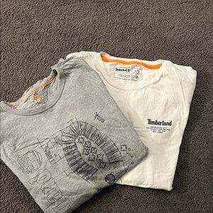 Timberland Mens' Graphic Tees in Gray and White